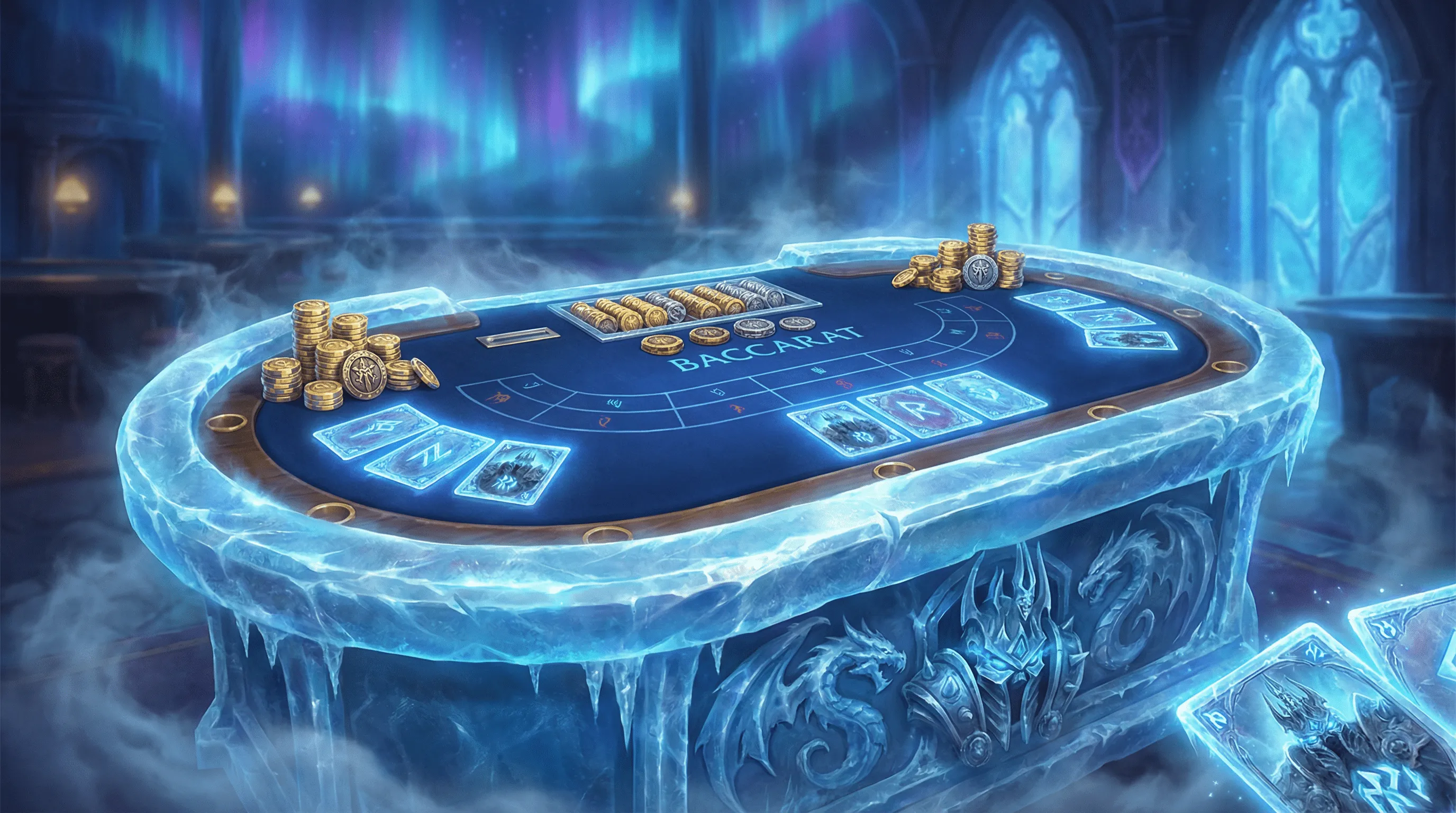 Mesa de Bacará luxuosa com cristais de gelo no onabet entrar